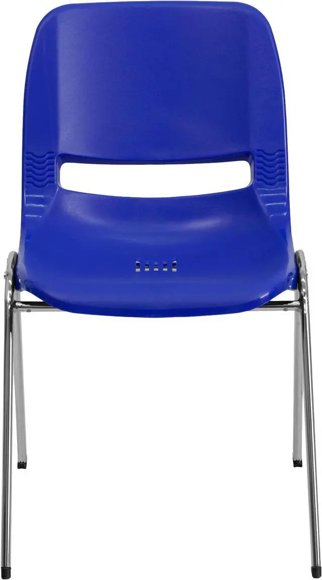 Alt view image 5 of 20 - HERCULES Series 440 lb. Capacity Kid's Navy Ergonomic Shell Stack Chair with Chrome Frame and 14" Seat Height