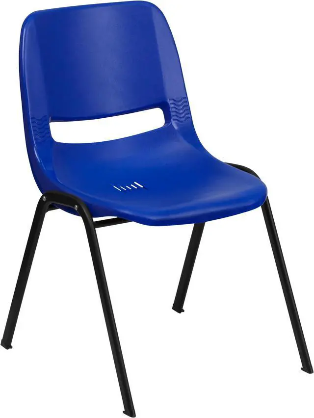 Main image of HERCULES Series 880 lb. Capacity Blue Ergonomic Shell Stack Chair with Black Frame