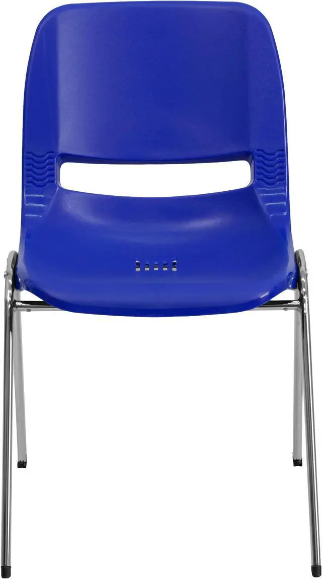 Alt view image 4 of 20 - HERCULES Series 880 lb. Capacity Navy Ergonomic Shell Stack Chair with Chrome Frame and 18'' Seat Height