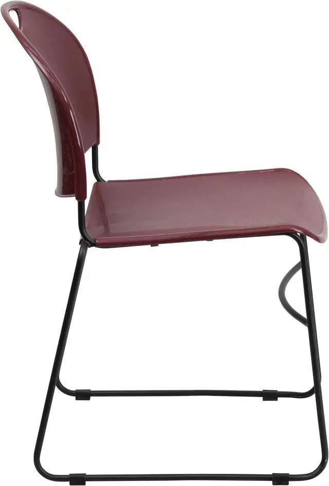 Alt view image 2 of 20 - HERCULES Series 880 lb. Capacity Burgundy Ultra-Compact Stack Chair with Black Powder Coated Frame