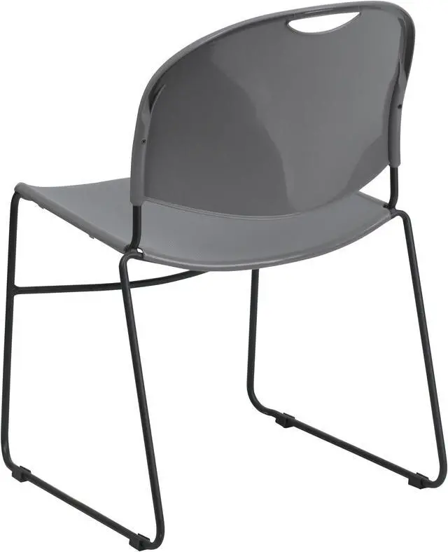 Alt view image 3 of 20 - HERCULES Series 880 lb. Capacity Gray Ultra-Compact Stack Chair with Black Powder Coated Frame