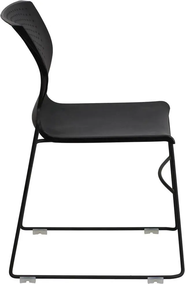Alt view image 2 of 20 - HERCULES Series 661 lb. Capacity Black Full Back Stack Chair with Black Powder Coated Frame