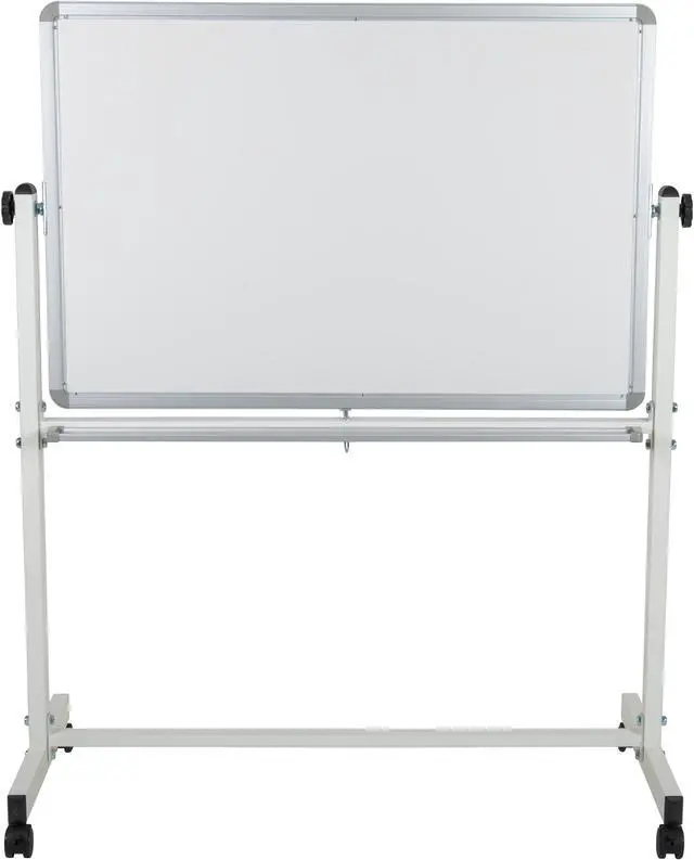 Alt view image 7 of 20 - HERCULES Series 45.25"W x 54.75"H Reversible Mobile Cork Bulletin Board and White Board with Pen Tray