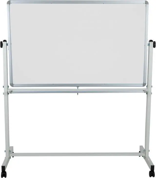 Alt view image 5 of 20 - HERCULES Series 53"W x 59"H Reversible Mobile Cork Bulletin Board and White Board with Pen Tray