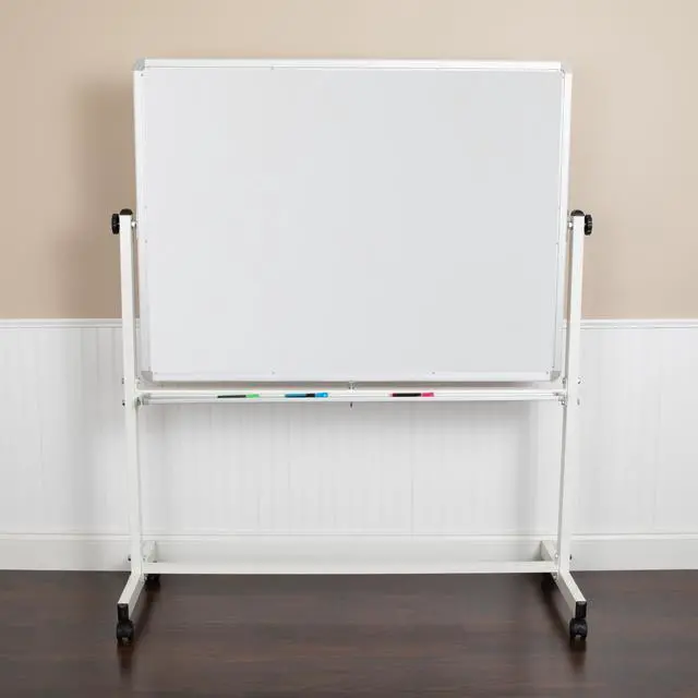 Main image of HERCULES Series 53"W x 62.5"H Double-Sided Mobile White Board with Pen Tray