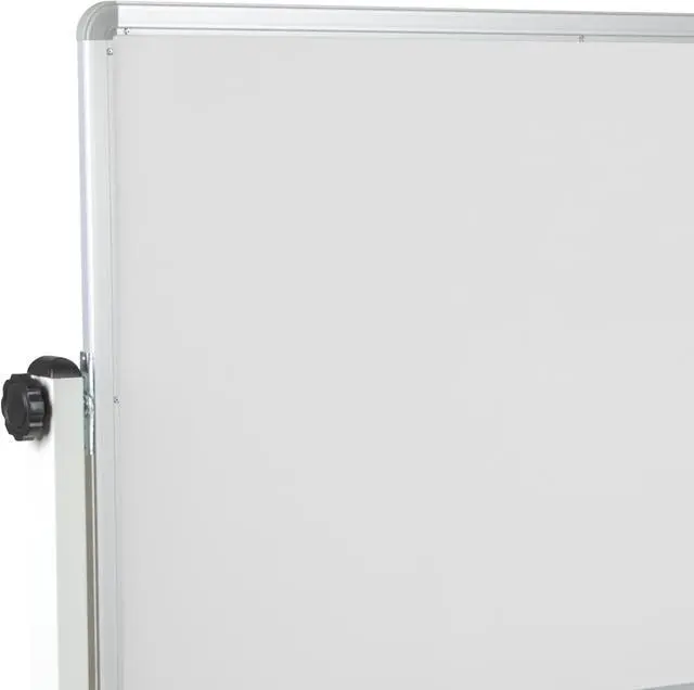 Alt view image 6 of 20 - HERCULES Series 62.5"W x 62.25"H Reversible Mobile Cork Bulletin Board and White Board with Pen Tray