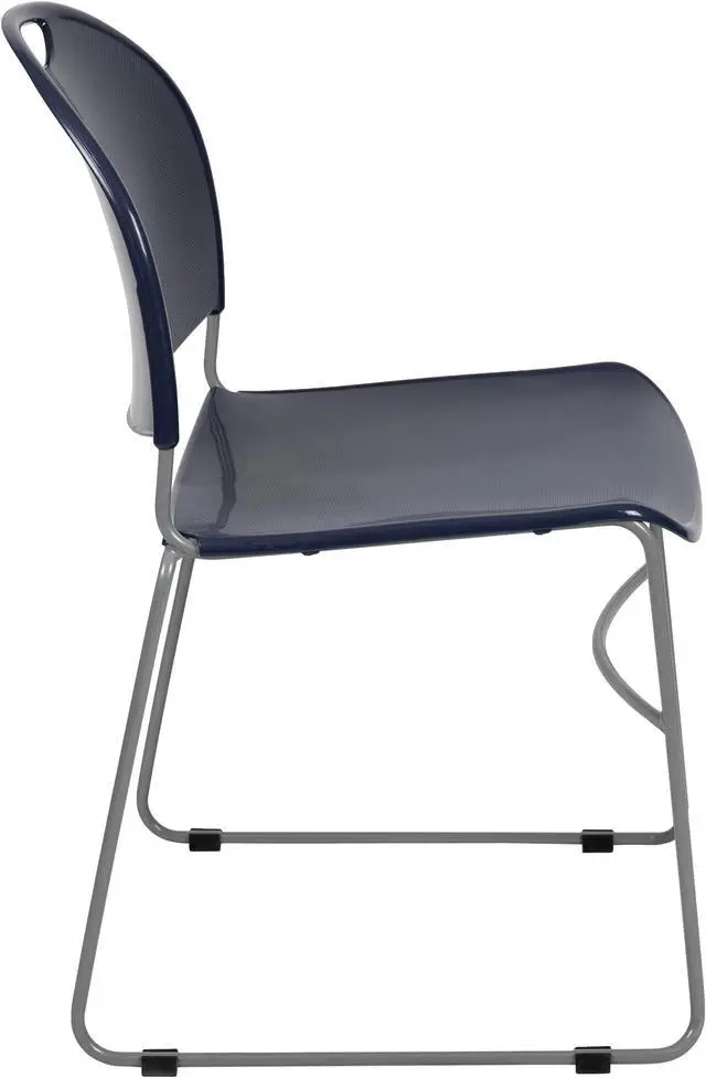 Alt view image 7 of 20 - HERCULES Series 880 lb. Capacity Navy Ultra-Compact Stack Chair with Silver Powder Coated Frame