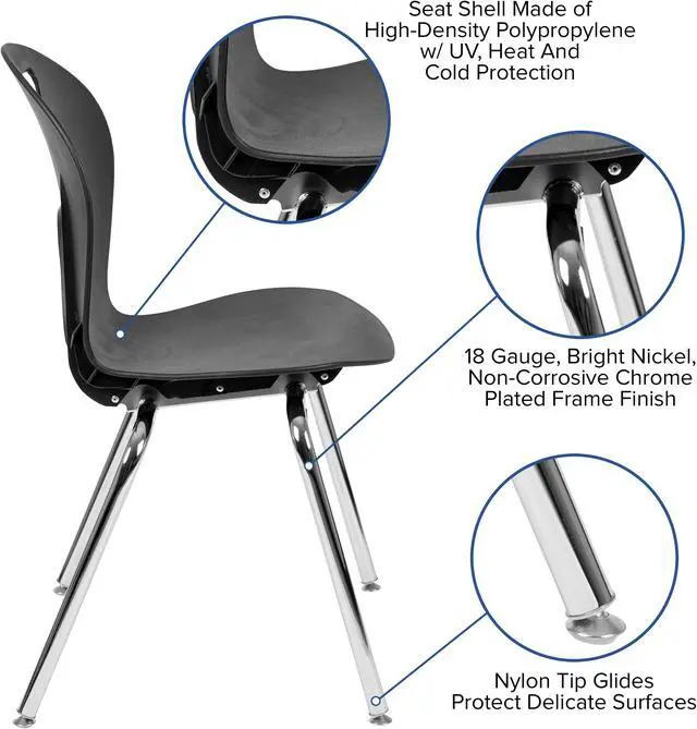 Alt view image 3 of 20 - Advantage Titan Black Student Stack School Chair - 18-inch