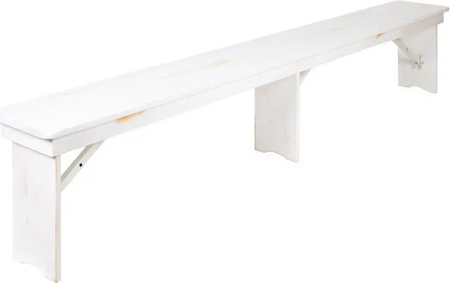 Alt view image 2 of 20 - HERCULES Series 8' x 12" Antique Rustic Solid White Pine Folding Farm Bench with 3 Legs