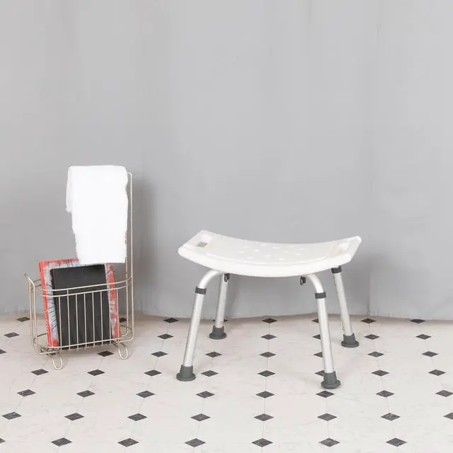 Main image of HERCULES Series Tool-Free and Quick Assembly, 300 Lb. Capacity, Adjustable White Bath & Shower Chair with Non-slip Feet