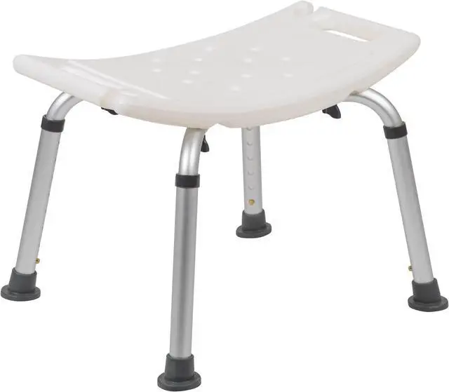 Alt view image 3 of 20 - HERCULES Series Tool-Free and Quick Assembly, 300 Lb. Capacity, Adjustable White Bath & Shower Chair with Non-slip Feet