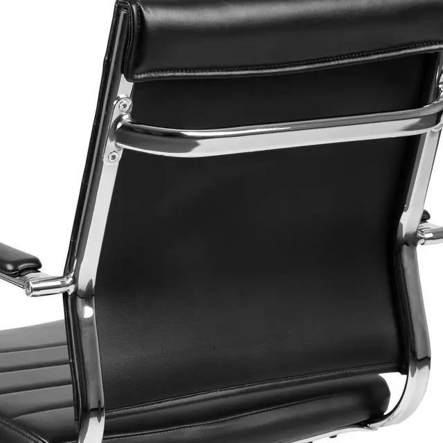 Alt view image 7 of 20 - Mid-Back Black LeatherSoft Contemporary Ribbed Executive Swivel Office Chair