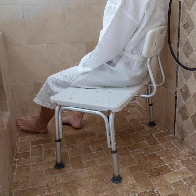 Alt view image 3 of 20 - HERCULES Series 300 Lb. Capacity Adjustable Gray Bath & Shower Transfer Bench with Back and Side Arm