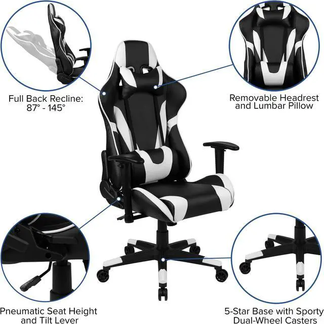 Alt view image 4 of 20 - Black Gaming Desk and Black Reclining Gaming Chair Set with Cup Holder, Headphone Hook, and Monitor/Smartphone Stand