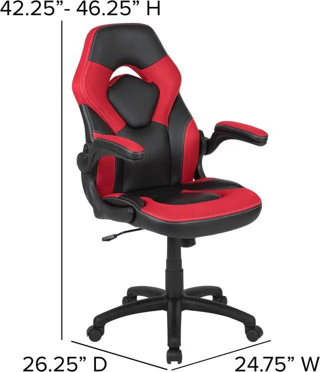 Alt view image 6 of 20 - Black Gaming Desk and Red/Black Racing Chair Set with Cup Holder, Headphone Hook, and Monitor/Smartphone Stand