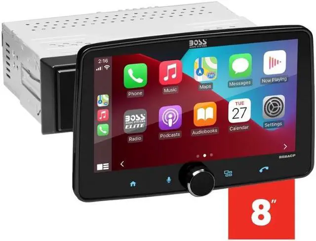 Alt view image 8 of 10 - BOSS Audio Systems Elite BE8ACP 1-DIN 8" Car Stereo, Apple CarPlay, Android Auto
