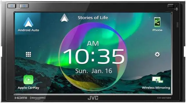 Alt view image 8 of 11 - JVC KW-M875BW 2-DIN Car Stereo, Wireless Apple CarPlay/AA, SXM, 13-Band EQ Radio