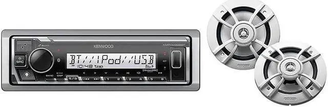 Alt view image 8 of 8 - Kenwood PKG-MR382BT Marine Audio Package: KMR-D382BT Bluetooth Stereo & Speakers