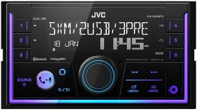 Alt view image 8 of 11 - JVC KW-X855BTS 2-DIN Digital Media Receiver featuring Bluetooth® / Front & Rear Dual USB / SiriusXM / Amazon Alexa / 13-Band EQ / Variable-Color Illumination /JVC Remote App Compatibility