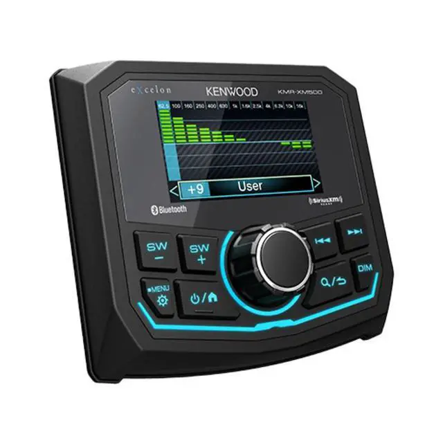 Alt view image 4 of 5 - Kenwood eXcelon KMR-XM500 Receiver w/ 2-Pack 2-Way Coaxial Speakers & Amplifier