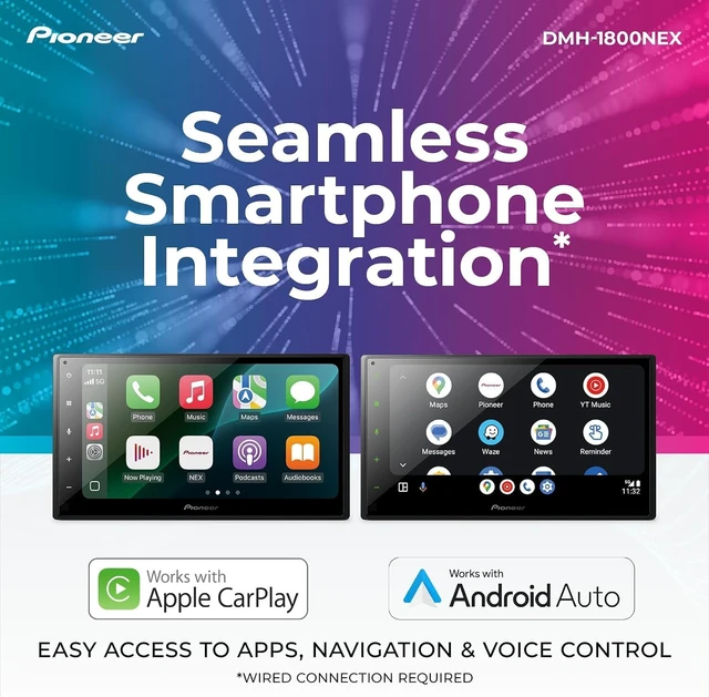 Alt view image 4 of 5 - Pioneer DMH-1800NEX 6.8" CarPlay/Android Auto Car Receiver + FREE Scosche Dual Front/Rear HD Dash Cam Bundle