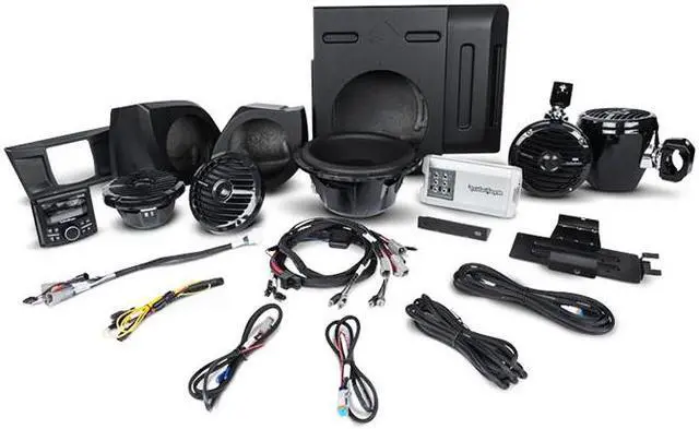 Alt view image 7 of 9 - Rockford Fosgate YXZ-STAGE4 400 Watt Amplified Stereo, Front Lower Speaker, Subwoofer, and Rear Speaker Kit for select YXZ®