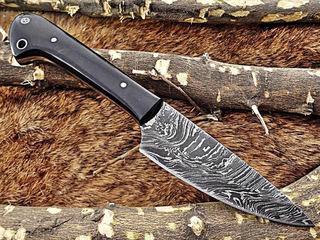 9 Inches long custom made Damascus steel full tang chef Knife 4 blade Kow  wood scale with brass bolster - Damacus Depot, Inc.