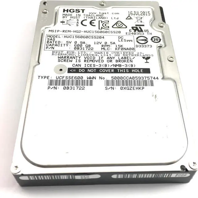 Main image of HGST Ultrastar C15K600 600GB 15K RPM 512n SAS 12Gb/s 2.5-Inch SE Hard Disk Drive (HUC156060CSS204)
