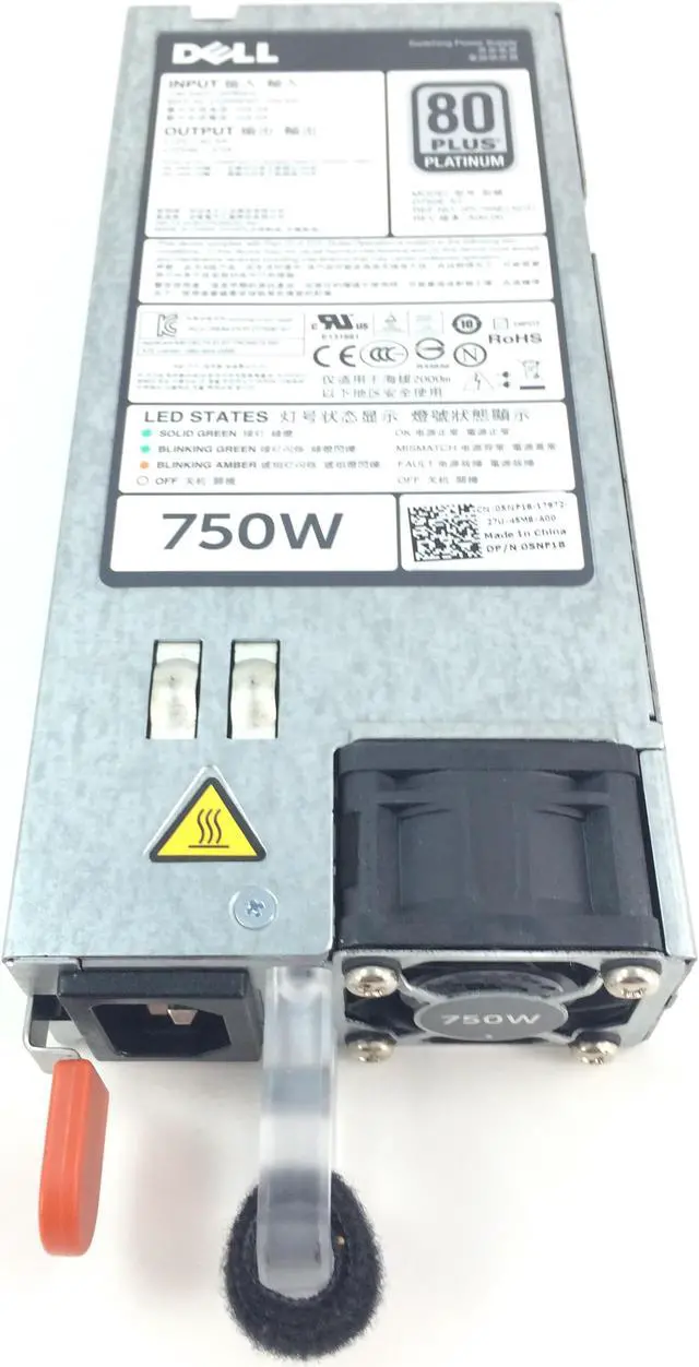 Alt view image 5 of 13 - DELL D750E-S1  750 Watt Redundant Power Supply For Poweredge R820 R720 R720 Xd