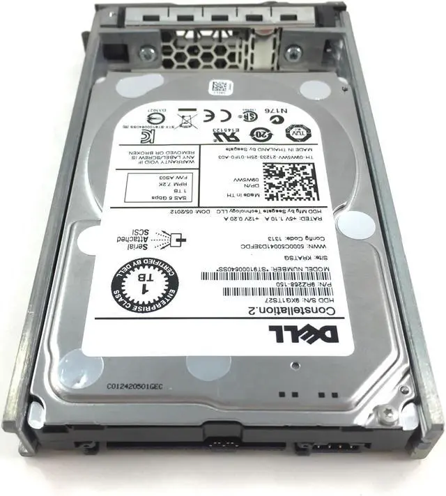Alt view image 3 of 3 - Dell (9W5WV) 1TB 7.2K SAS 2.5" Hard Drive with Dell PowerEdge R710 SFF Tray