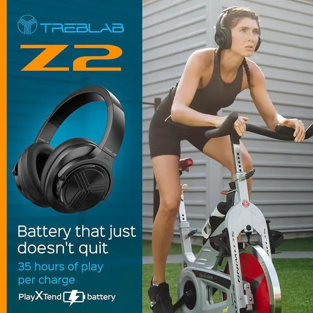 Alt view image 7 of 7 - TREBLAB Z2 - Ultra Premium Over Ear Wireless Headphones - HyperHD Sound, High-End Bluetooth Stereo aptX, Active Noise Cancelling ANC Microphone, 35H Battery, Best Sports Gym Workout Travel Auriculares