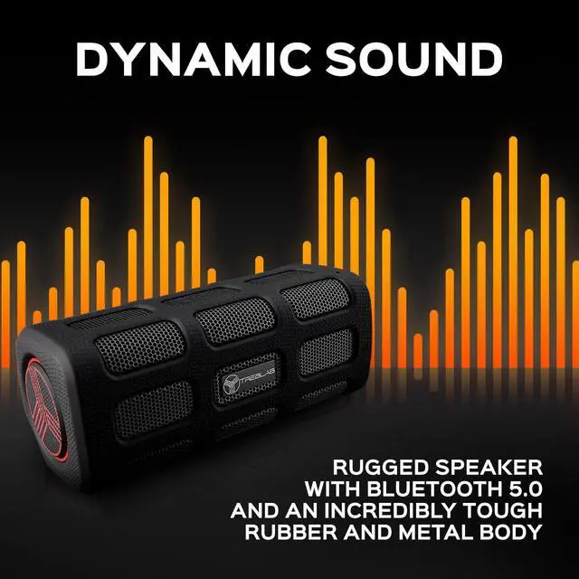 Alt view image 3 of 7 - TREBLAB FX100 - Portable Bluetooth Speaker, 20W Rugged Outdoor Speaker, 35H Battery, IPX7 Waterproof Speaker with Metal and Rubber Body, Wireless Speaker w/Powerbank for Work, Travel, Bike, Beach