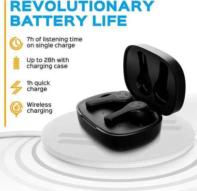 Alt view image 2 of 8 - Treblab WX8 - True Wireless Earbuds with Pure Sound, Soft Silicone Ear Buds, IPX8 Waterproof, 28H Play, Wireless Charging, Noise Reduction Touch Control, In-Ear Bluetooth Headphones for Sports Running