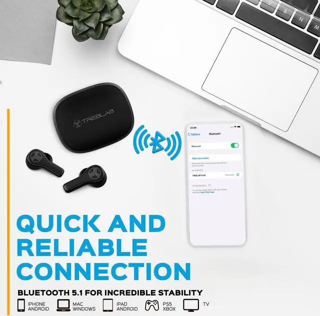 Alt view image 5 of 8 - Treblab WX8 - True Wireless Earbuds with Pure Sound, Soft Silicone Ear Buds, IPX8 Waterproof, 28H Play, Wireless Charging, Noise Reduction Touch Control, In-Ear Bluetooth Headphones for Sports Running