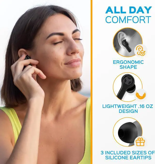 Alt view image 4 of 8 - Treblab WX8 - True Wireless Earbuds with Pure Sound, Soft Silicone Ear Buds, IPX8 Waterproof, 28H Play, Wireless Charging, Noise Reduction Touch Control, In-Ear Bluetooth Headphones for Sports Running