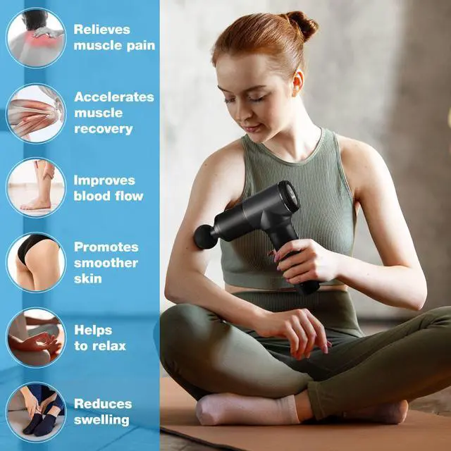 Alt view image 2 of 7 - TREBLAB GM5 Massage Gun - Deep Tissue Massager for Muscle Relax & Pain Relief (Foot, Back, Neck, Shoulder, Leg, Calf) - 5 Speeds, 7 Massage Heads - Quiet Electric Handheld Percussion Massage Gun