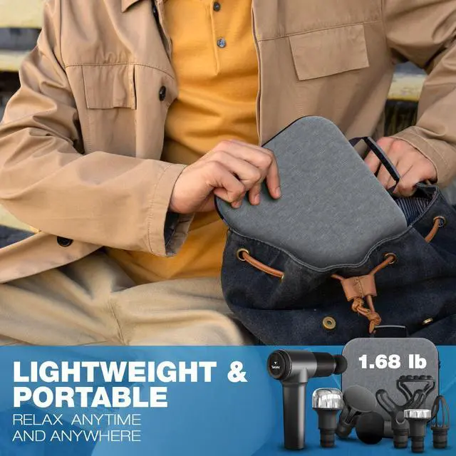 Alt view image 7 of 7 - TREBLAB GM5 Massage Gun - Deep Tissue Massager for Muscle Relax & Pain Relief (Foot, Back, Neck, Shoulder, Leg, Calf) - 5 Speeds, 7 Massage Heads - Quiet Electric Handheld Percussion Massage Gun