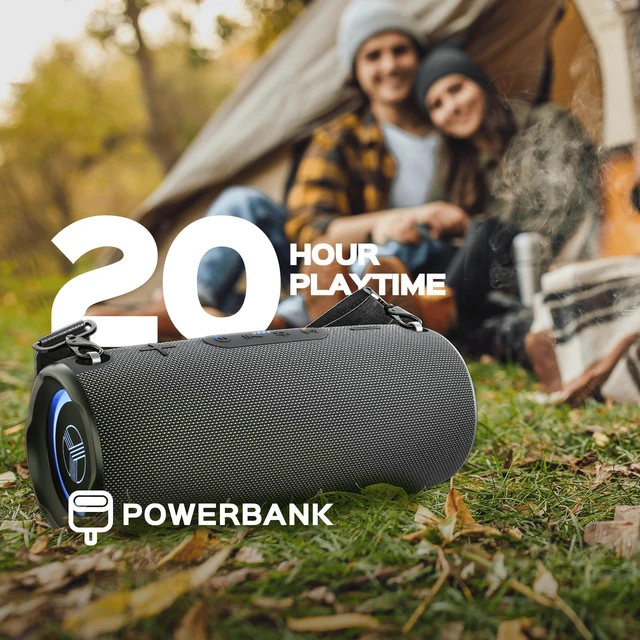 Alt view image 5 of 7 - TREBLAB HD-Max - Large Bluetooth Speaker, Loud 60W Stereo Sound, Powerful Bass, 20H Battery, IPX7 Waterproof, Powerbank, USB-C, RGB Lights, Portable Wireless Speaker with Dual Pairing for Outdoors