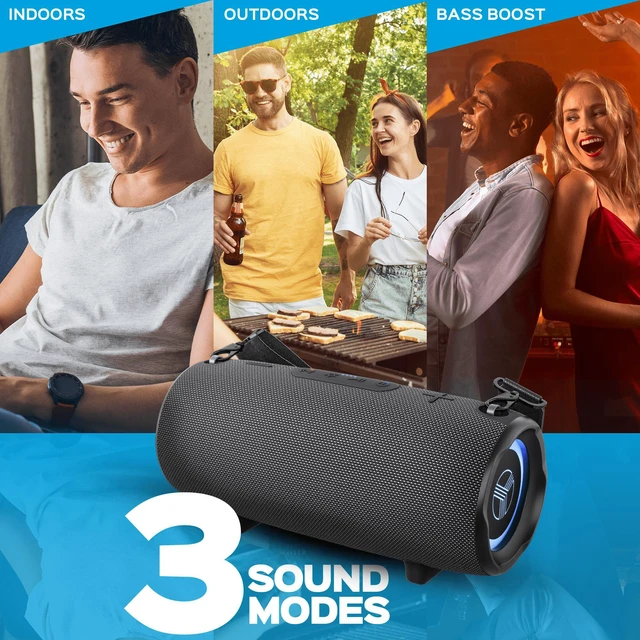 Alt view image 4 of 7 - TREBLAB HD-Max - Large Bluetooth Speaker, Loud 60W Stereo Sound, Powerful Bass, 20H Battery, IPX7 Waterproof, Powerbank, USB-C, RGB Lights, Portable Wireless Speaker with Dual Pairing for Outdoors
