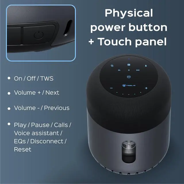 Alt view image 3 of 7 - TREBLAB HD-360 Pro Outdoor Portable Bluetooth Speaker Wireless with 360° Surround Sound - Powerful 5-Driver Speaker w/Subwoofer & 8 Bass Radiators, 90W Stereo, 22H Playtime, IPX4 Waterproof Speaker