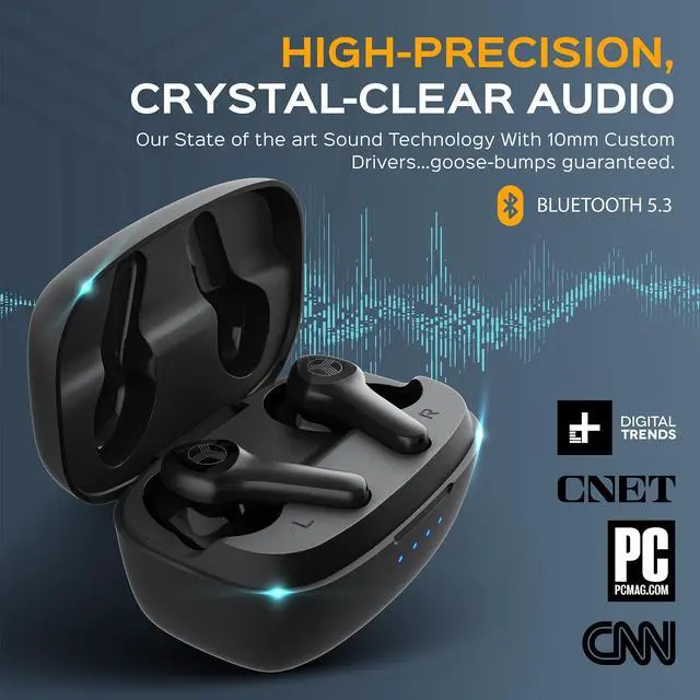 Alt view image 3 of 4 - TREBLAB X9 Pro - Hybrid Active Noise Cancelling Earbuds, High-Precision Sound, 6 AI Mics for Calls, IPX6 Waterproof, 50H Playtime, Comfortable for Sports, Work, Travel. Wireless Earbuds Bluetooth 5