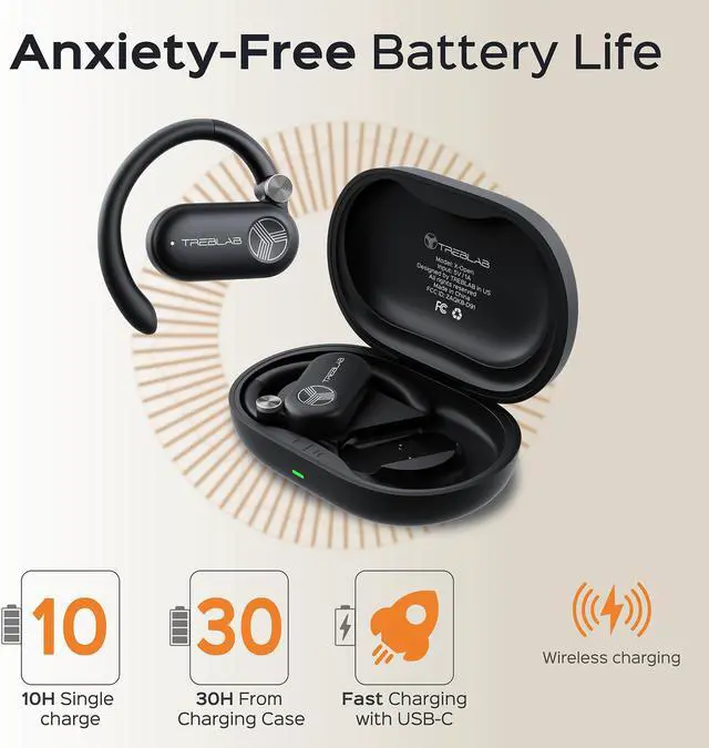 Alt view image 6 of 7 - TREBLAB X-Open - True Open Ear Wireless Earbuds, Lightweight Comfort, Behind-Ear Fit, Immersive Sound, Dual Mic for Calls, 40H Playtime, Bluetooth Headphones Open Ear for Sports, Workout, Running