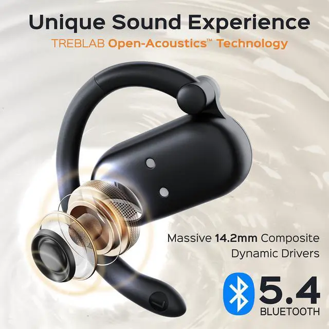 Alt view image 2 of 7 - TREBLAB X-Open - True Open Ear Wireless Earbuds, Lightweight Comfort, Behind-Ear Fit, Immersive Sound, Dual Mic for Calls, 40H Playtime, Bluetooth Headphones Open Ear for Sports, Workout, Running
