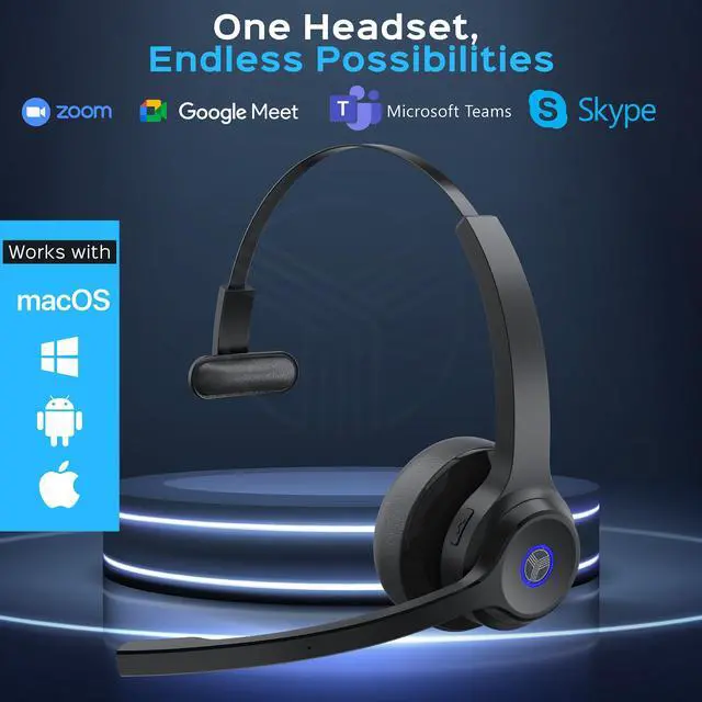 Alt view image 2 of 7 - TREBLAB C7 - Single Ear Bluetooth Headset with Mic, Bluetooth 5.4, 45H Playtime, Type-C Fast Charging, IPX4 Waterproof, Wireless Bluetooth Headset for Trucker, Work, Calls, Home Office and Gaming