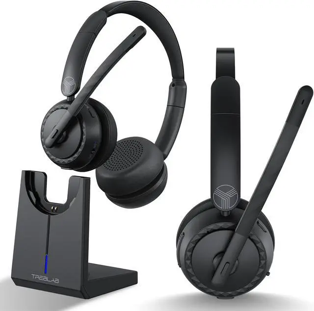 Main image of TREBLAB C7-Pro Wireless Bluetooth Headset, 45H Playtime, Bluetooth 5.3, 40mm Drivers, Type-C Fast Charging, IPX4 Waterproof, Wireless Headset with Mic for Work, Home Office, Calls