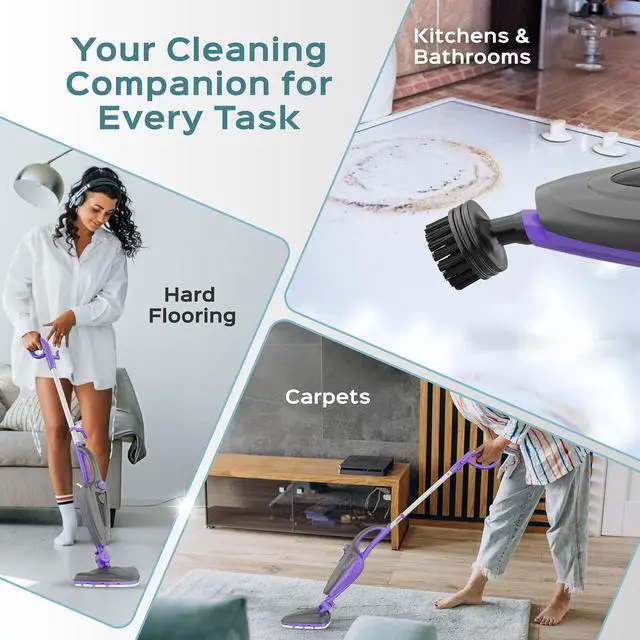 Alt view image 4 of 7 - Turonic ST3 10-in-1 Steam Mop - 1500W, 110°C Floor Steamer, 25 Min Runtime, 13oz Tank, 15s Heat-Up, Detachable Handle, Handheld Cleaner for Tile, Grout, Hardwood, Carpet, Lightweight 8.8lb Design