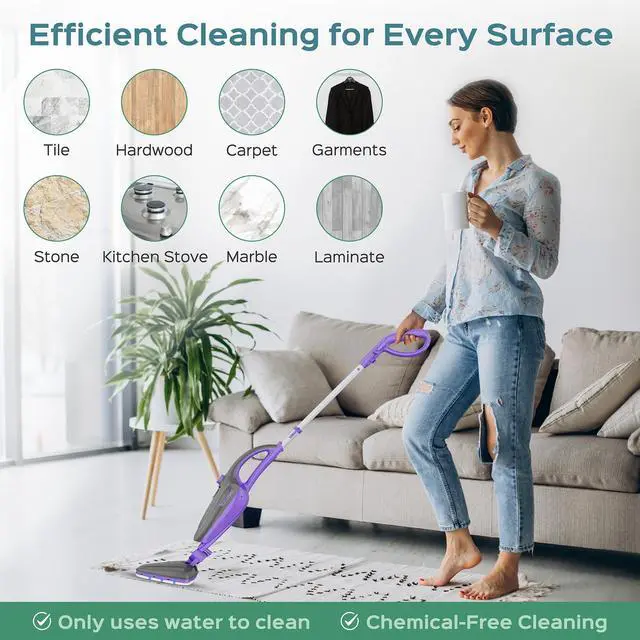 Alt view image 5 of 7 - Turonic ST3 10-in-1 Steam Mop - 1500W, 110°C Floor Steamer, 25 Min Runtime, 13oz Tank, 15s Heat-Up, Detachable Handle, Handheld Cleaner for Tile, Grout, Hardwood, Carpet, Lightweight 8.8lb Design