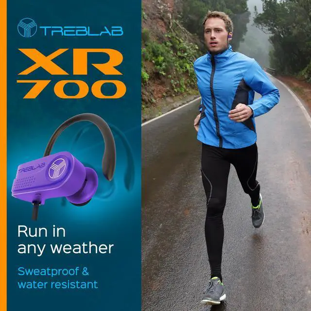 Alt view image 6 of 7 - TREBLAB XR700 Wireless Sports Earbuds, Bluetooth 5.0, IPX7 Waterproof, Sweatproof, Custom Adjustable Earhooks, Noise Cancelling, in-Ear Headset