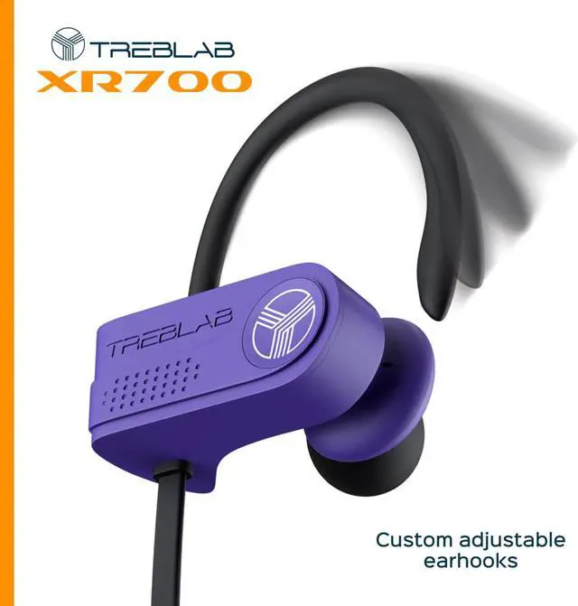 Alt view image 7 of 7 - TREBLAB XR700 Wireless Sports Earbuds, Bluetooth 5.0, IPX7 Waterproof, Sweatproof, Custom Adjustable Earhooks, Noise Cancelling, in-Ear Headset