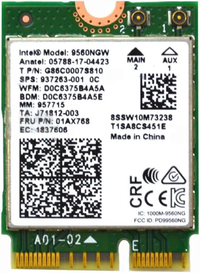 Main image of Intel 9560NGW Wireless-AC 9560 802.11AC WLAN PCI-Express Bluetooth 5.1 WiFi Card G86C0007S810 No vPro